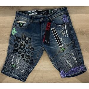 NWT Reason Brand‎ New York Size 36 Denim Men's Blue Jean Shorts New